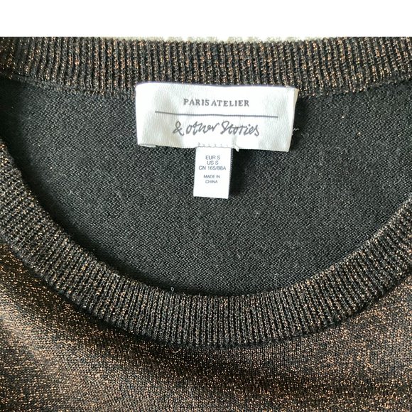 & OTHER STORIES Wool Blend Glitter Sweater, Black, S - Picture 9 of 10